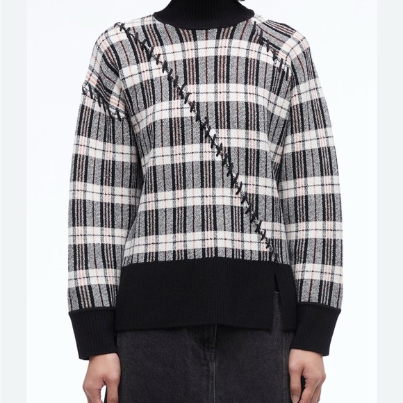 3.1 Phillip Lim Sweater Size Medium Wool Plaid Jacquard Oversized Womens - Picture 7 of 8